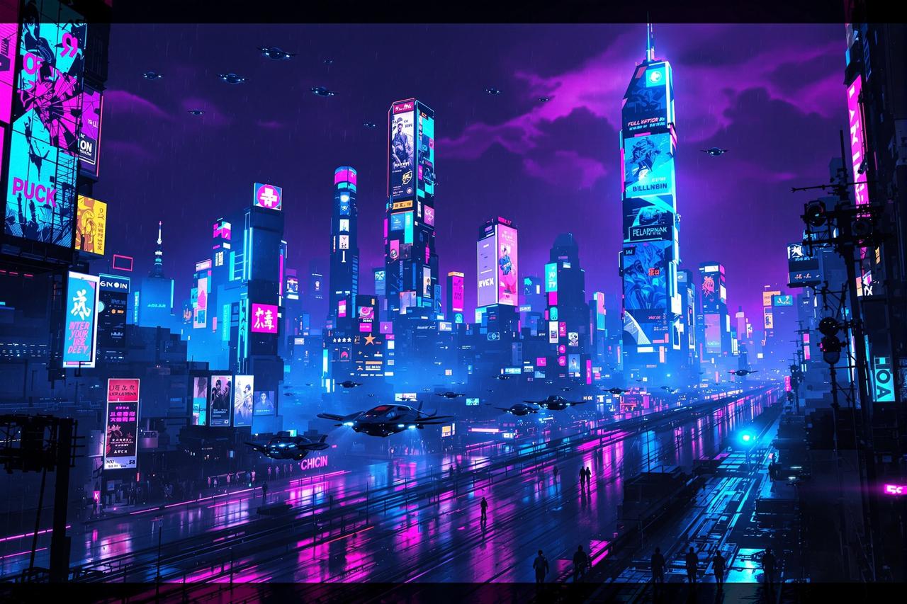 动漫里番相关文章 - 霓虹美学:赛博朋克都市视觉设计的艺术密码
